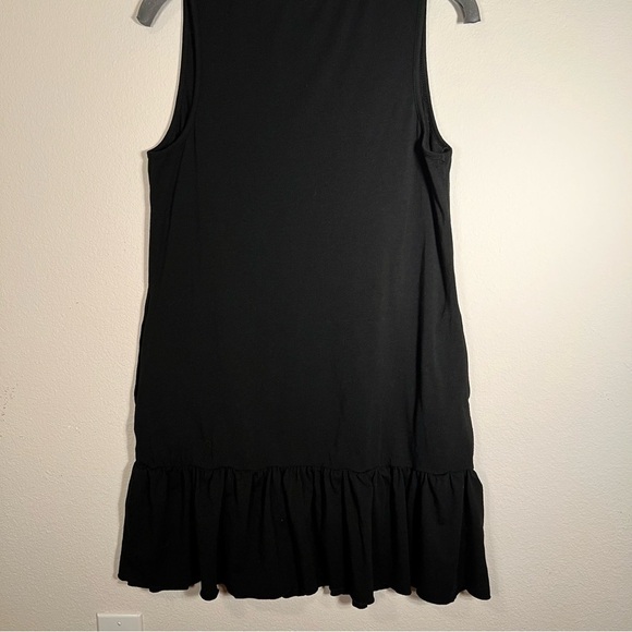 Black Sleeveless Button Front Ruffled Hem Sundress - Picture 6 of 12